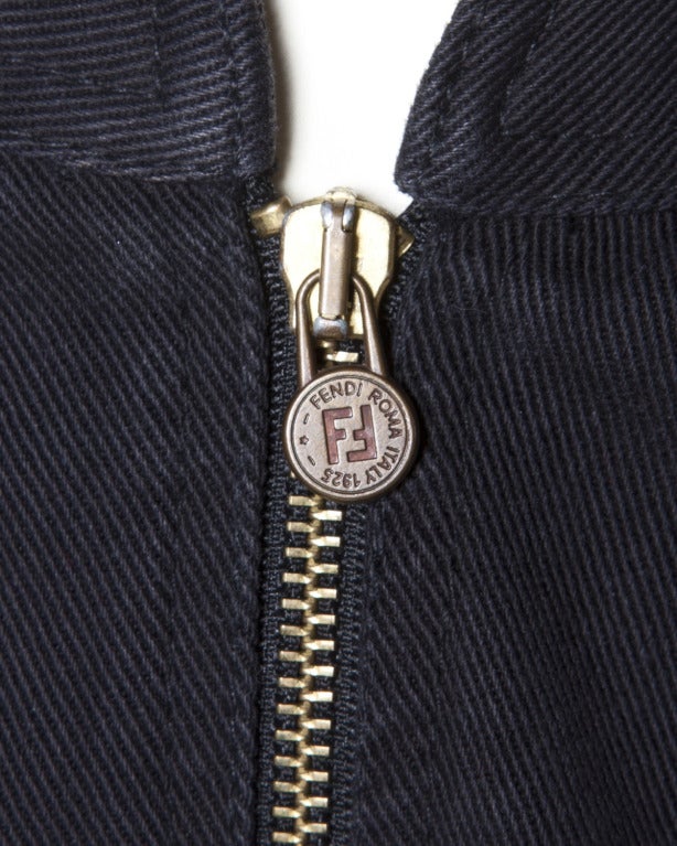 Gonna a bretelle in denim nero vintage anni '90 di Fendi In condizioni ottime in vendita a Sparks, NV