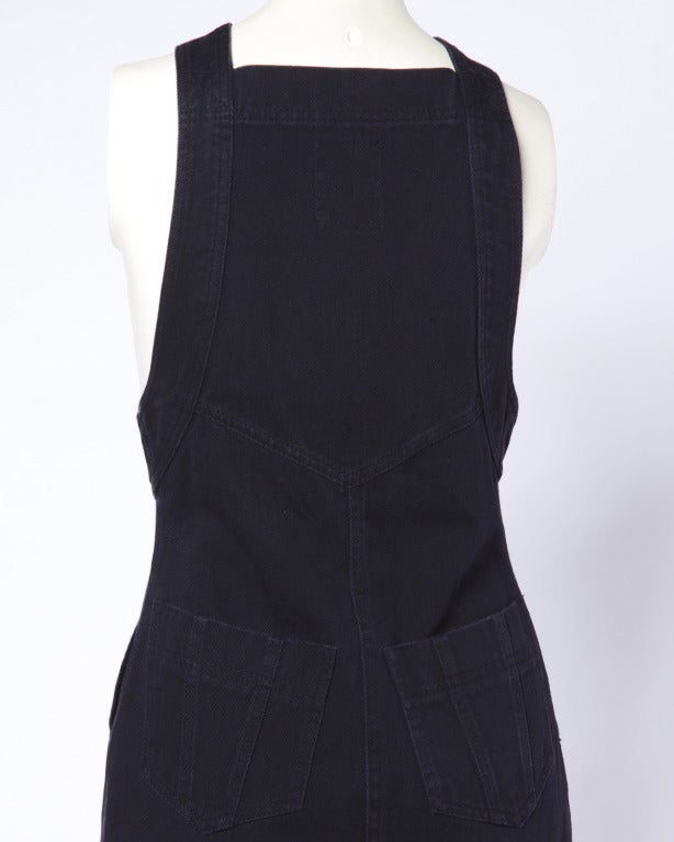 Fendi 90s Vintage Black Denim Suspender Skirt In Excellent Condition For Sale In Sparks, NV