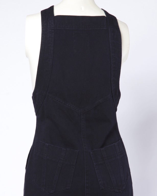 Gonna a bretelle in denim nero vintage anni '90 di Fendi in vendita 1