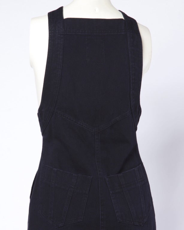 Jupe à bretelles vintage Fendi en denim noir (années 1990) Pour femmes en vente