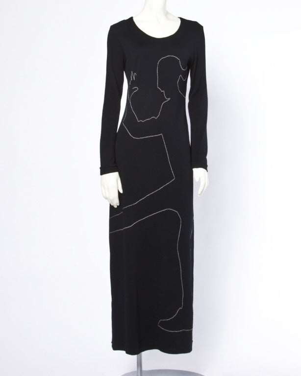 Amazing Moschino wool maxi dress with long sleeves and novelty 