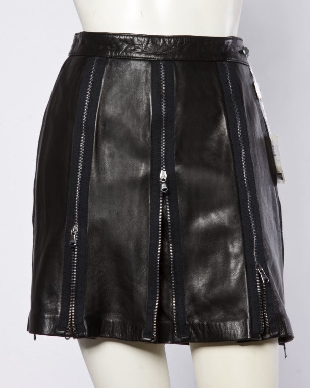 Gorgeous soft buttery thick leather Moschino skirt with the original tags still attached! Unique zipper construction adds some fun to the piece. Zippers can be worn zipped or unzipped for a more flared look. Adjust as you please!

Details

Fully