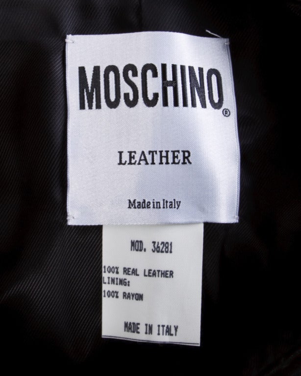 Unworn Vintage Moschino Black Leather  Zipper Skirt Original Tags Attached 1
