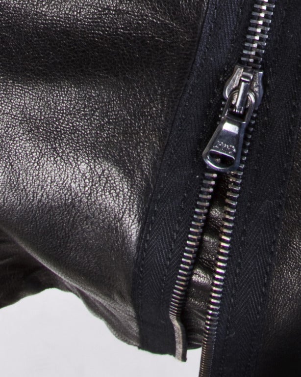 Unworn Vintage Moschino Black Leather  Zipper Skirt Original Tags Attached 4