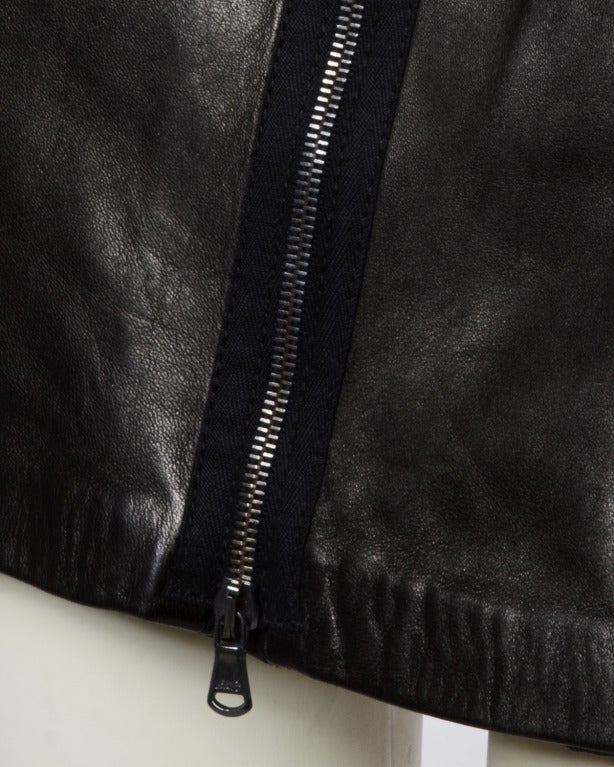 Unworn Vintage Moschino Black Leather  Zipper Skirt Original Tags Attached 5