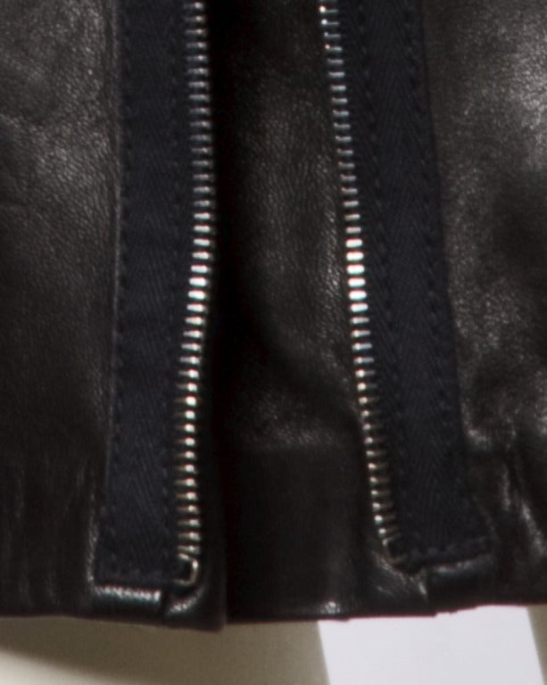 Unworn Vintage Moschino Black Leather  Zipper Skirt Original Tags Attached 6