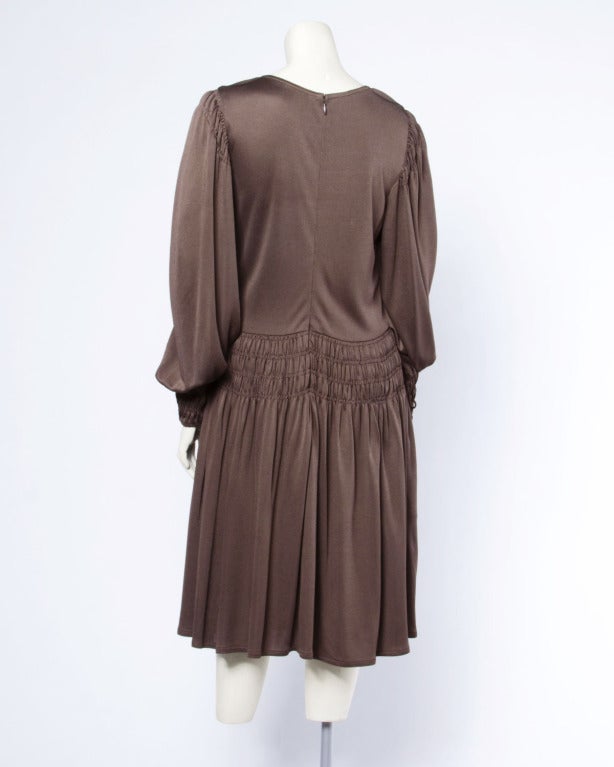 Bill Blass for Saks Fifth Avenue Ruched Brown Jersey Knit Dress For ...