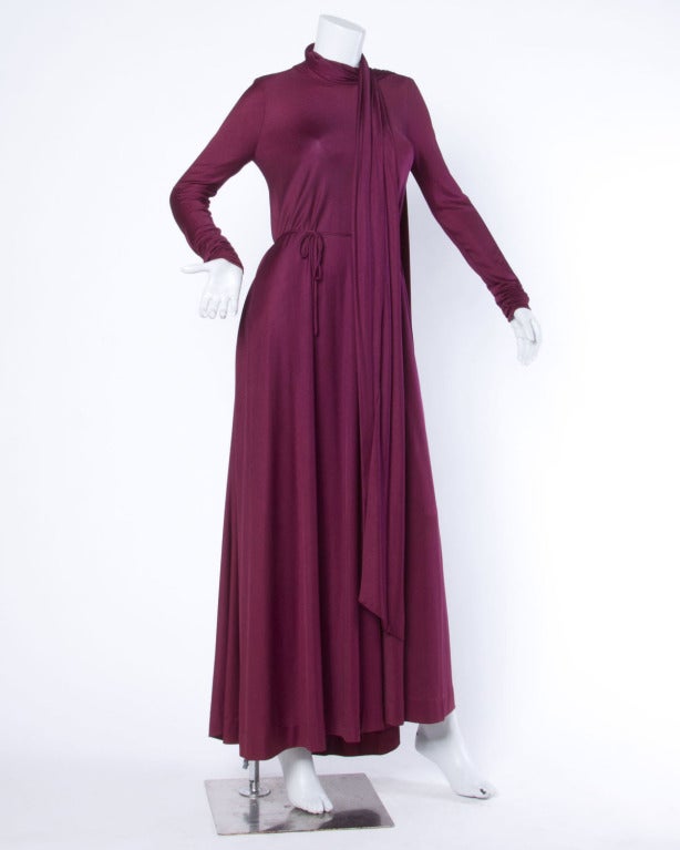 Giorgio Sant'Angelo Vintage 1970s 70s Long Maxi Dress with Attached Scarf