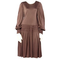 Bill Blass for Saks Fifth Avenue Ruched Brown Jersey Knit Dress 4