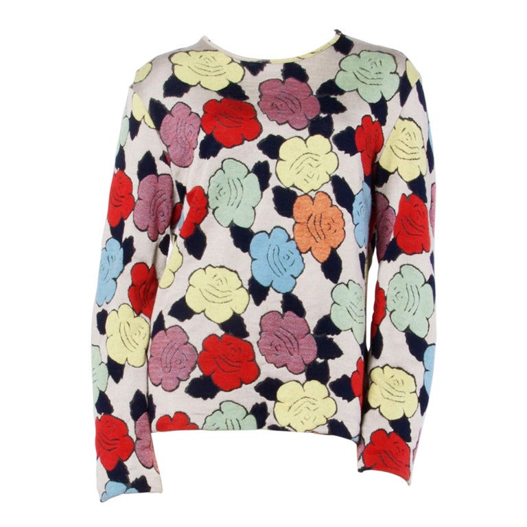 Missoni Vintage Floral Pattern Knit Pullover Sweater Top
