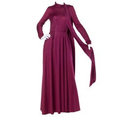 Giorgio Sant'Angelo Vintage 1970s 70s Long Maxi Dress with Attached Scarf