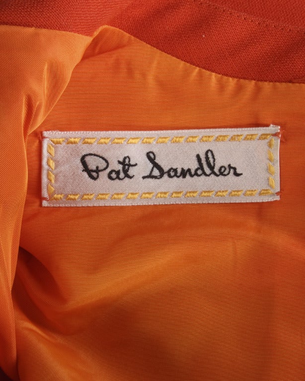 Pat Sandler Vintage 1960s 60s Tomato Red-Orange Mod Wool Shift Dress 2