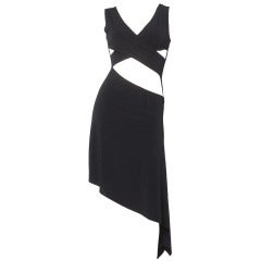 Unworn Gianni Versace Couture Vintage 1990s 90s Black Cut Out Black Dress
