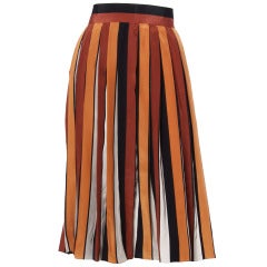 Givenchy Nouvelle Boutique 1970s 70s Pleated Silk Striped Color Block Skirt