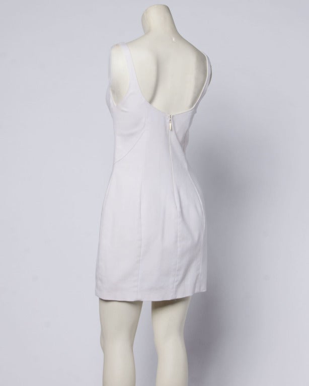 Gianni Versace Couture 1990s 90s Vintage White Bustier Body Con Mini Dress In Excellent Condition In Sparks, NV