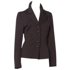 Sonia Rykiel 1990s 90s Vintage Brown Wool Button Up Blazer Suit Jacket