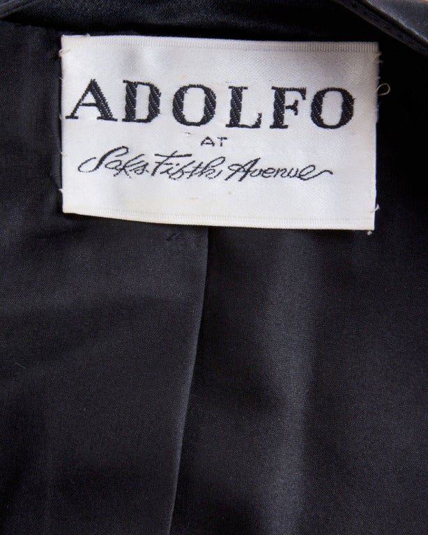 Adolfo for Saks Fifth Avenue Vintage 1980s 80s Black Quilted Skirt + Jacket Suit