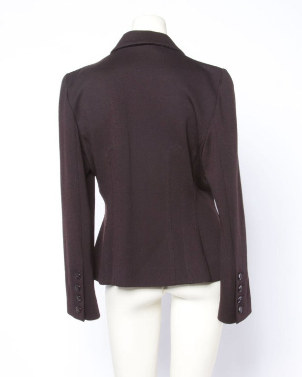 Sonia Rykiel 1990s 90s Vintage Brown Wool Button Up Blazer Suit Jacket ...