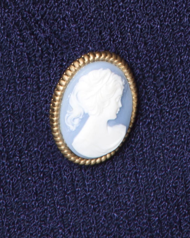 Zang Toi Vintage 1990s 90s Blue Knit Sweater Vest Top + Pleated Skirt Suit Set