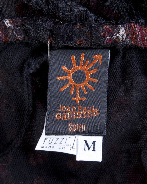 Women's Jean Paul Gaultier Vintage Mesh Floral Paisley Print Body Con Dress