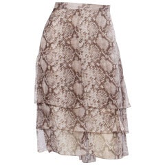 Valentino Unworn Silk Chiffon Snakeskin Print Skirt with Original Tags