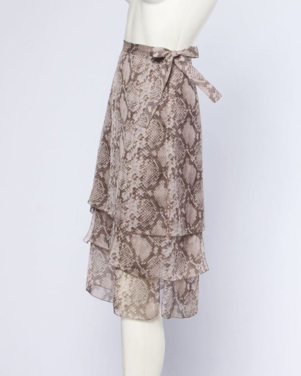 Valentino Unworn Silk Chiffon Snakeskin Print Skirt with Original Tags 1