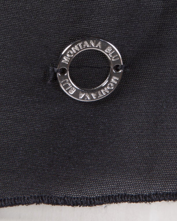 Claude Montana 1990s 90s Vintage Sheer Black Mesh Tank Top with Avant Garde Ruffle