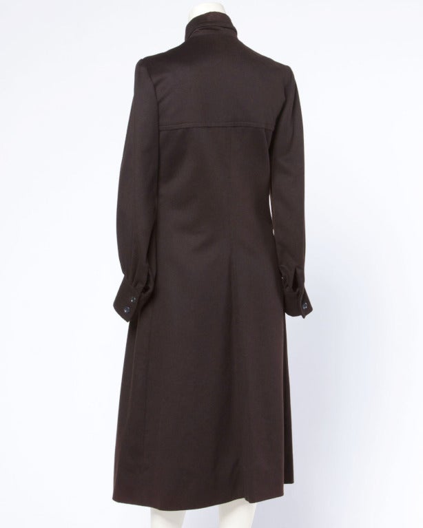 Women's Luxurious Hermes Vintage 1970s 70s Brown Cashmere + Silk Coat Dress