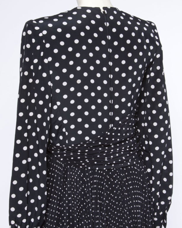 Women's Andre Laug for Neiman Marcus Vintage Silk Polka Dot Pleated Dress