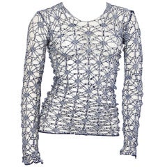 Comme des Garcons Vintage 1990s 90s Hand Knit Sheer Mesh Cut Out Sweater Top 1