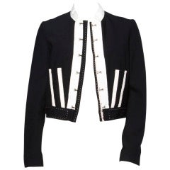 Chloe Black + White Deconstructed Cropped Wool Jacket