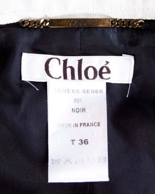 Chloe Black + White Deconstructed Cropped Wool Jacket In Excellent Condition In Sparks, NV