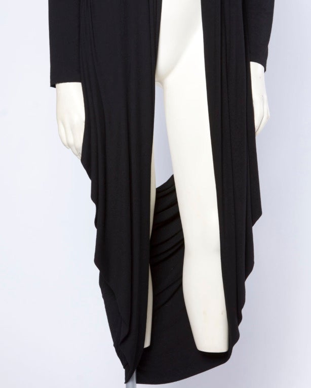 Norma Kamali Omo Black Avant Garde Cut Out Draped Cocoon Cardigan Coat In Excellent Condition In Sparks, NV