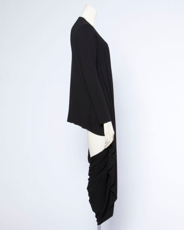 Norma Kamali Omo Black Avant Garde Cut Out Draped Cocoon Cardigan Coat 3