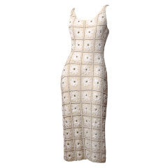 Vintage 1960s Heavy Hand-Beaded Sequin Wool Knit Dress