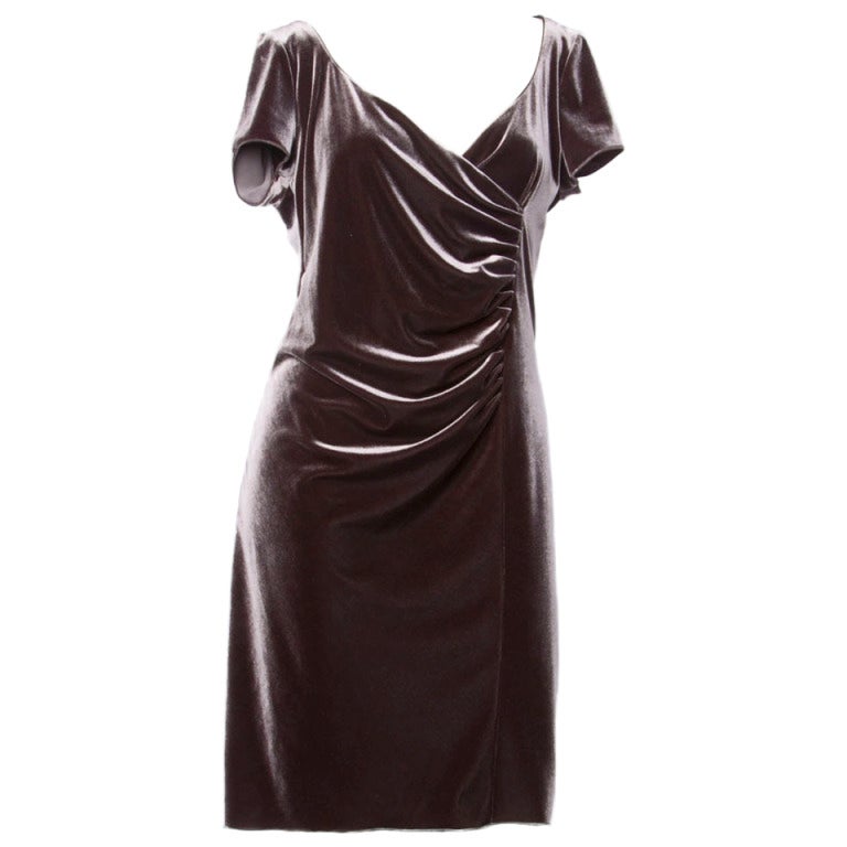 Armani Collezioni Vintage 1990s 90s Ruched Velvet Draped Dress