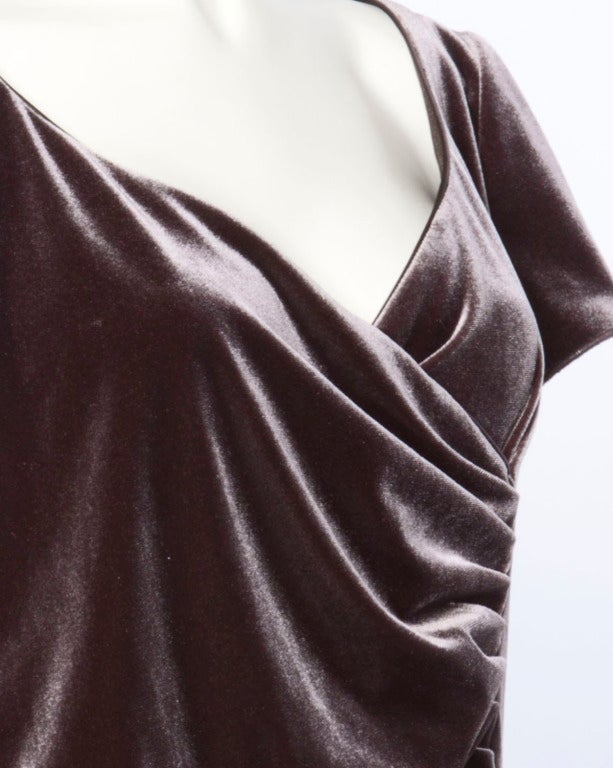 Women's Armani Collezioni Vintage 1990s 90s Ruched Velvet Draped Dress