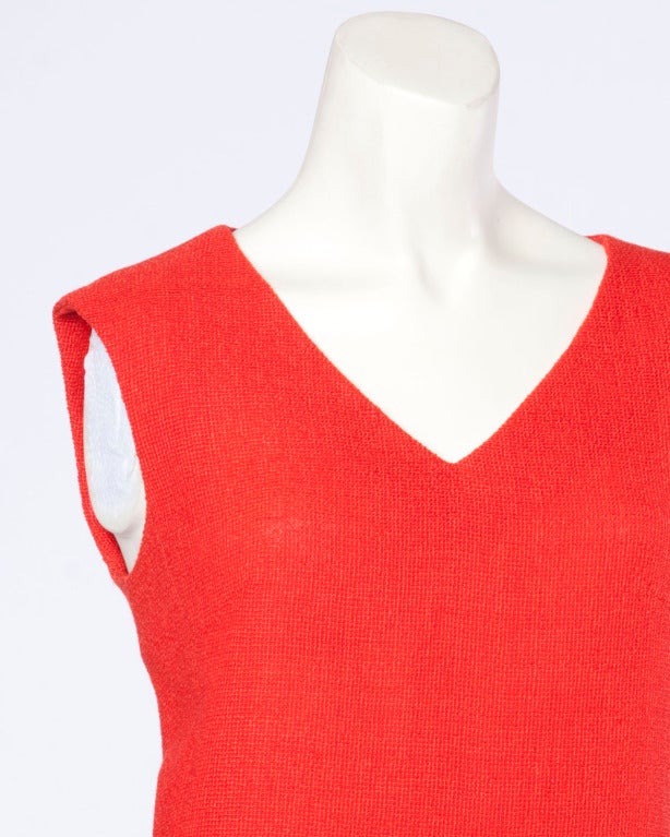 Women's Christian Dior Vintage 1960s 60s Red-Orange Skirt + Jacket + Top 3-Piece Suit Set