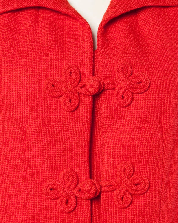 Ensemble 3 pièces haut, jupe et veste Christian Dior couleur rouge/orange (années 1960) en vente 3