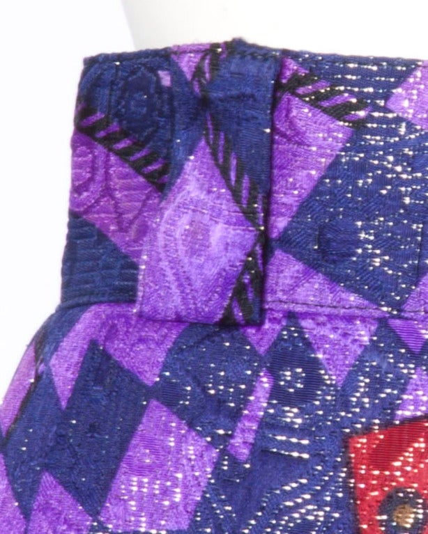 Women's Gianni Versace Vintage Autumn/ Winter 1990 'Picasso' Metallic Scarf Print Skirt