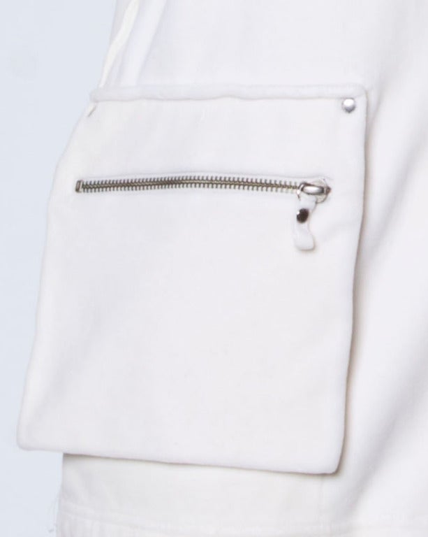 Women's Sonia Rykiel Vintage 1990s 90s Sporty White Velour Zip Up Vest/ Jacket