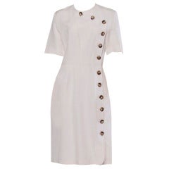 Jacques Heim Paris Vintage 1960s 60s Asymmetric Cream Linen Sheath ...