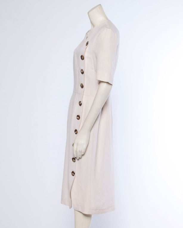 Jacques Heim Paris Vintage 1960s 60s Asymmetric Cream Linen Sheath Dress In Excellent Condition In Sparks, NV