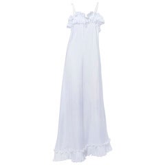 Zandra Rhodes Vintage 1970s 70s White Origami Pleated Ruffle Maxi Slip Dress