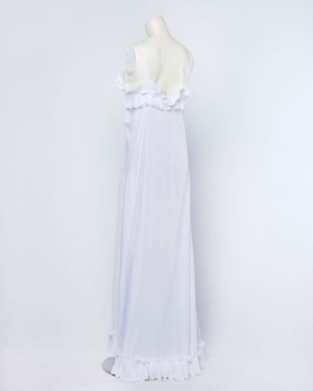 Zandra Rhodes Vintage 1970s 70s White Origami Pleated Ruffle Maxi Slip Dress 1