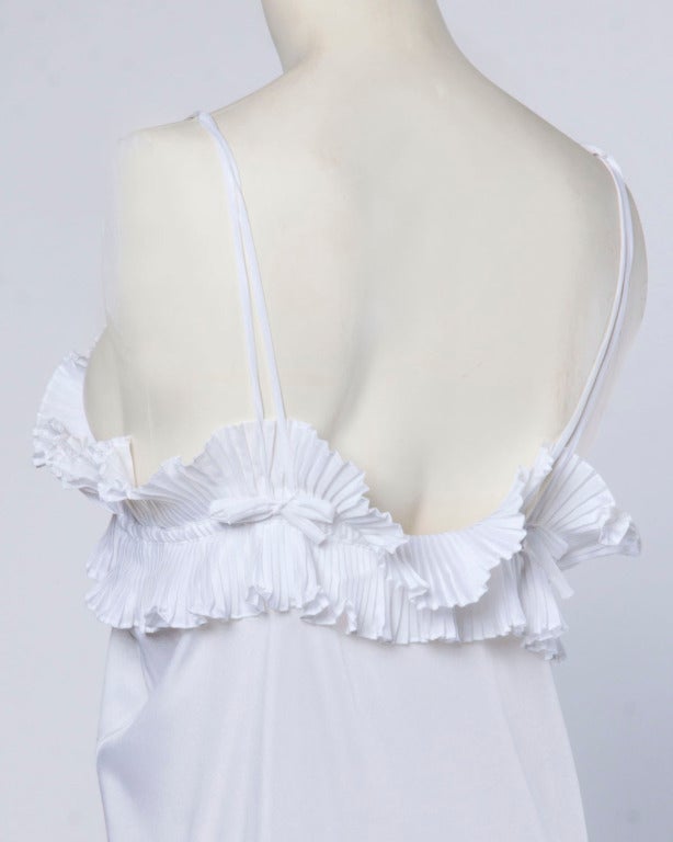Zandra Rhodes Vintage 1970s 70s White Origami Pleated Ruffle Maxi Slip Dress 2