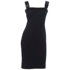 Gemma Kahng Vintage 1990s 90s Wool Knit Body Con Little Black Dress