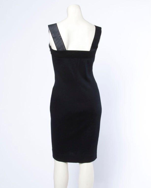 Gemma Kahng Vintage 1990s 90s Wool Knit Body Con Little Black Dress 1
