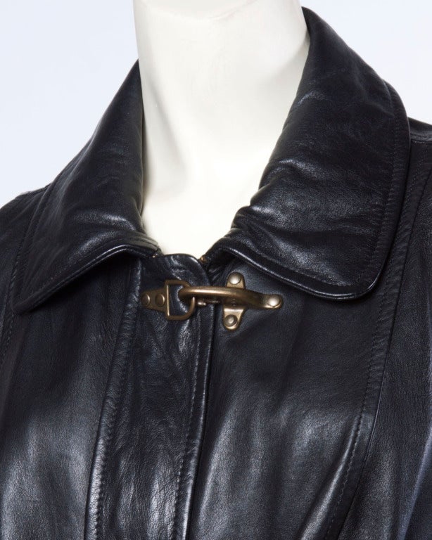 Moschino Leather Vintage 1990s 90s Black + Red Sleeveless Jacket/ Vest 4