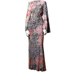 Vintage Pauline Trigere 1970
s Rhinestone Bias Cut Maxi Dress